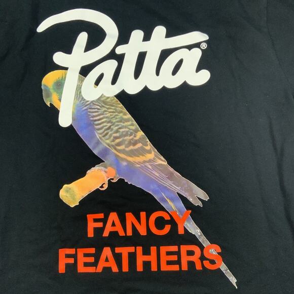Patta T-Shirt Mens Large Black Fancy Feathers Parrot Streetwear - Picture 2 of 9